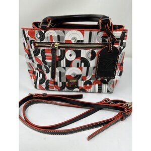 Disney Dooney And Bourke Mickey Minnie Geometric Satchel Black Red
